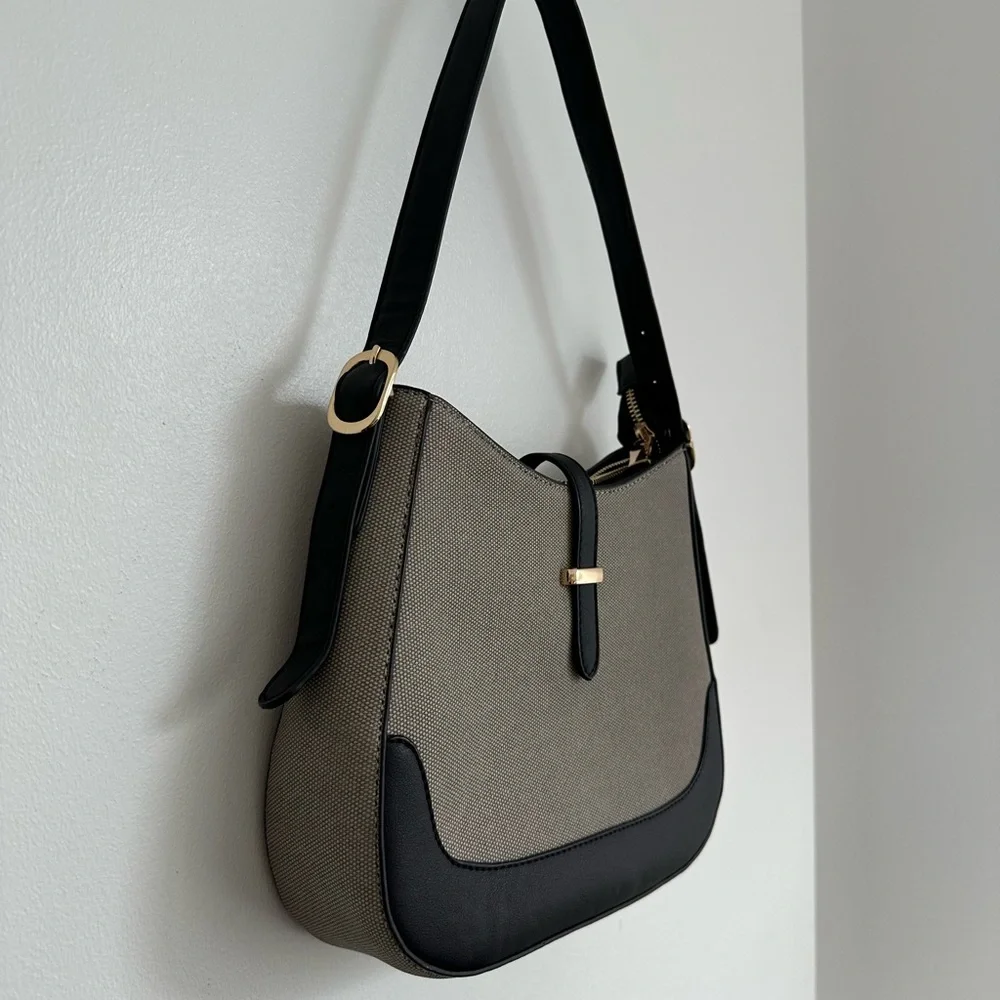 Two Tone Hobo Bag Black Gray NWOT